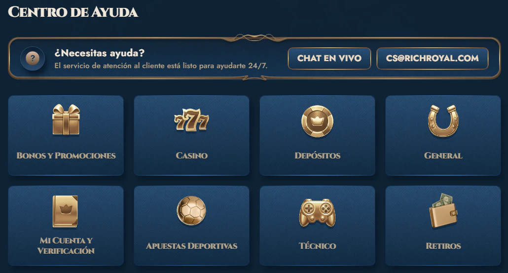 RichRoyal Casino atención al cliente y centro de ayuda